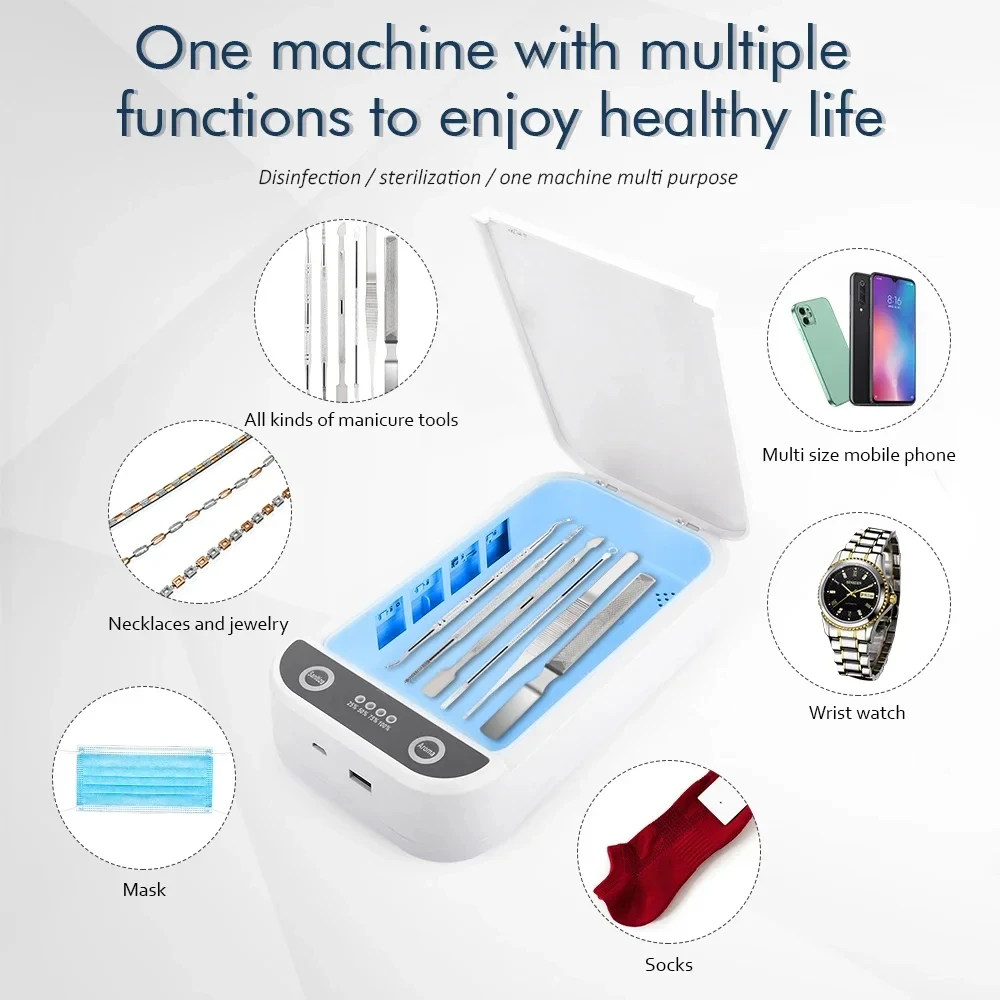 Electric UV Sterilizer Box Aromatherapy Machine for Nail Tool Anti Bacteria Disinfection Box Mobile Phone Wireless Charger