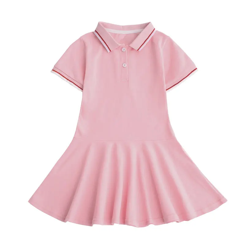 Girls Dress Kids Clothes Girls School Uniform Polo Dress England Style Stripe Design Kids Casual Short Sleeve For Teenager 2-13 Years Clothes
