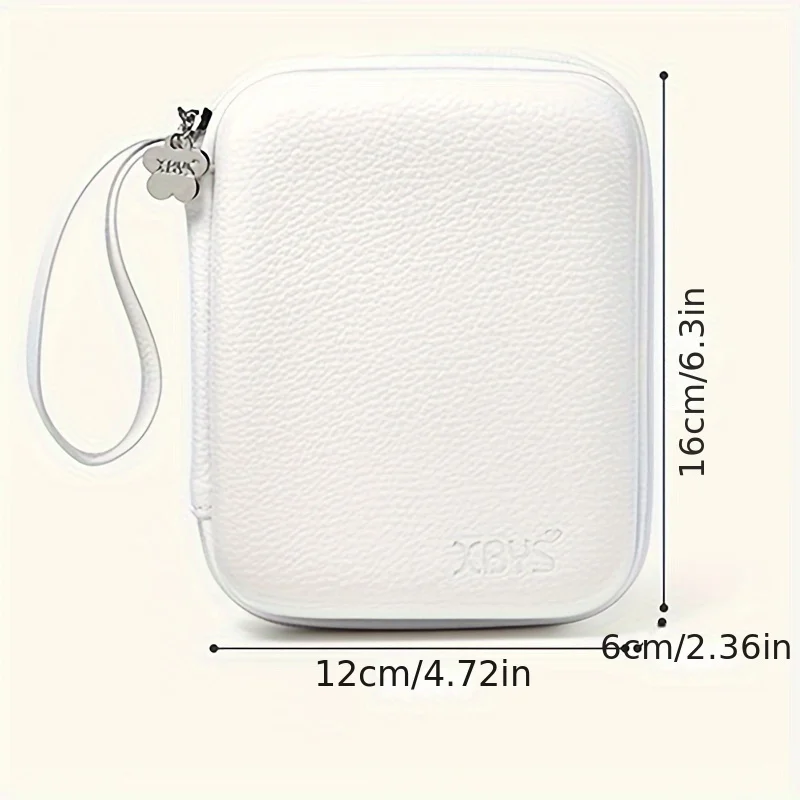 1PC Shockproof Hard Shell Lychee Pattern Power Adapter Storage Bag, Portable Storage Bag for Digital Accessories