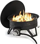 Giantex Portable Propane Fire Pit, 17" Small Outdoor Fire Bowl with Foldable Legs, Round Fireplac...