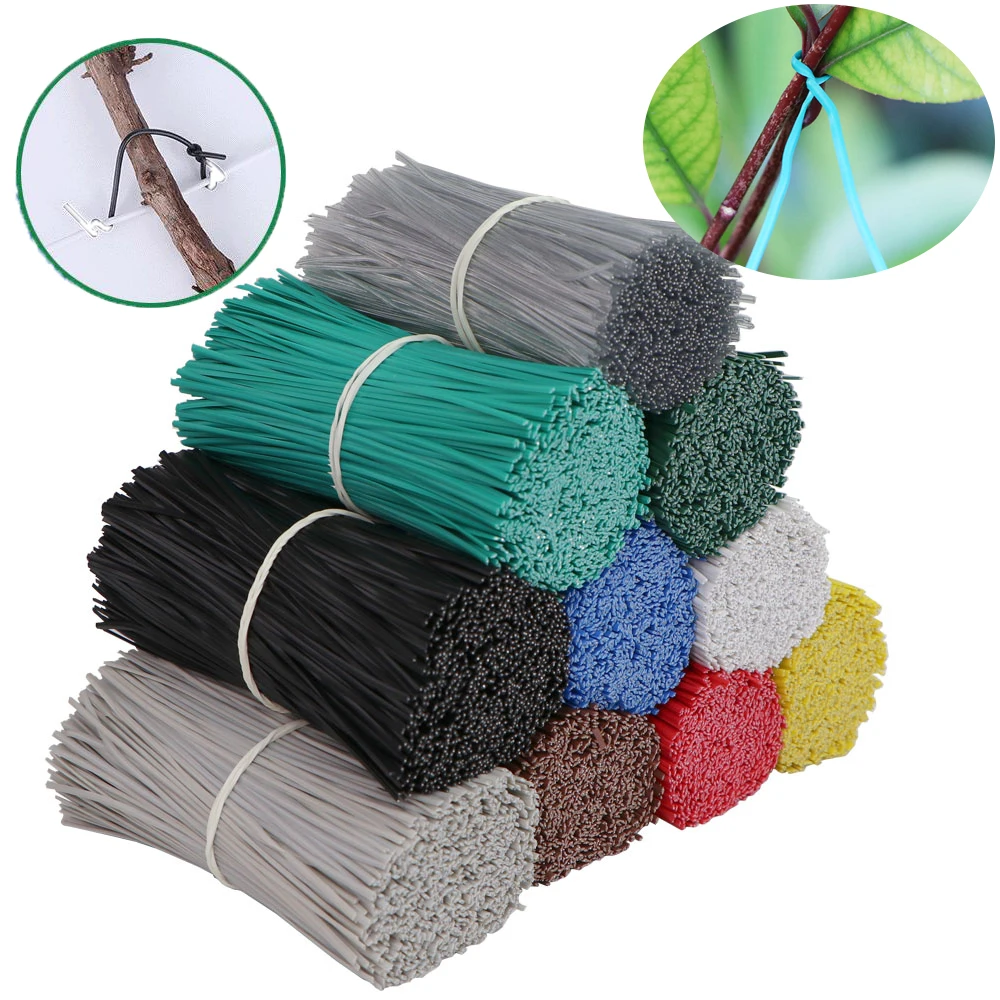 100pcs Oblate Gardening Cable Ties Reusable Iron Wire Twist Tie For Flower Plant Climbing Vines