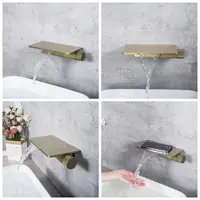 ก๊อกน้ำติดผนังแบบน้ำตก สีทองด้าน แบบฝัง ผสมน้ำร้อนน้ำเย็น สำหรับอ่างอาบน้ำ 3