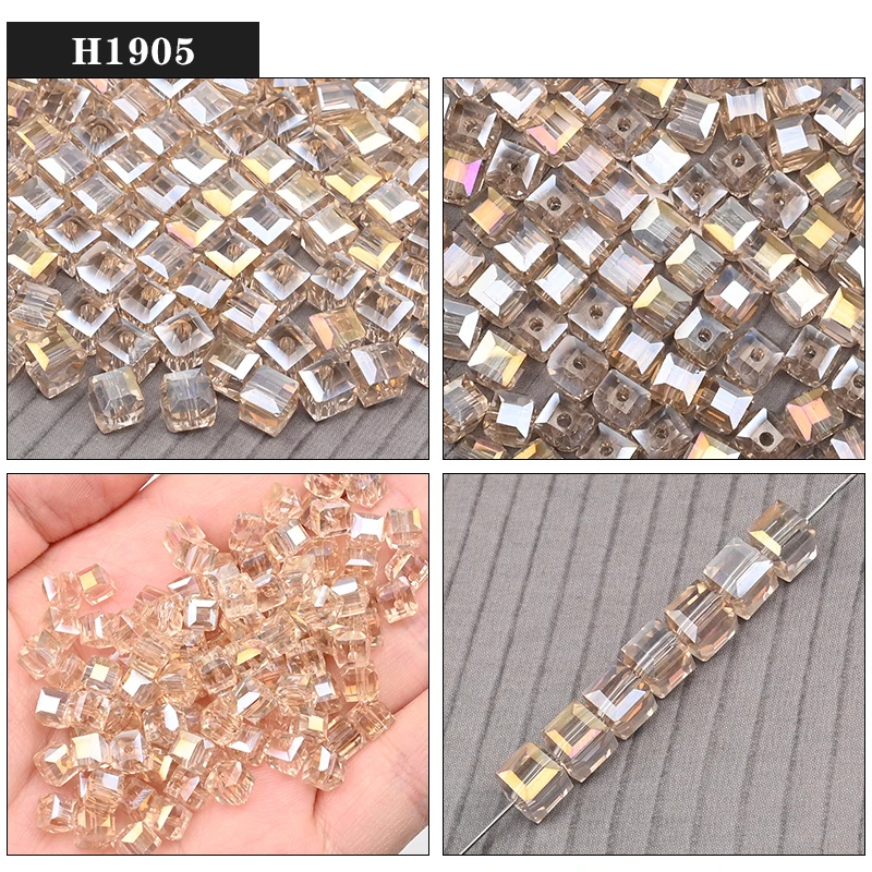 Cezch 8mm Cube Glas Perlen Einfarbig Galvanisieren Kristall Perlen Faceted Spacer Lose Perlen für Halskette Ohrring Schmuck Machen – Detail 10