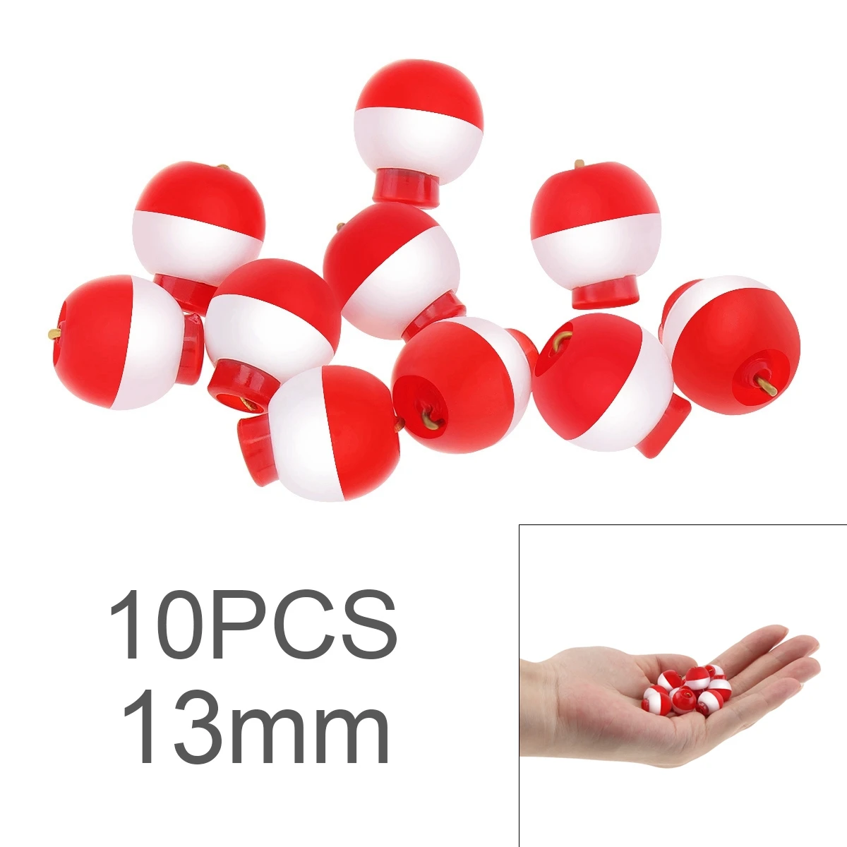 10 Pz/Lotto 13Mm / 0.51 Pollici Mini Galleggianti Da Pesca Bobber Set Abs Duro Snap On Rosso Bianco Materiale Abs Pulsante Boa Rotonda