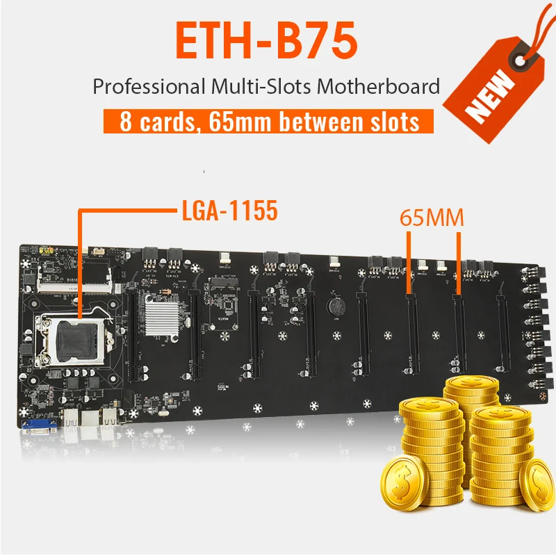 Материнская плата для майнинга эфириум Биткоин без запасов и т. д. B75 8 GPU