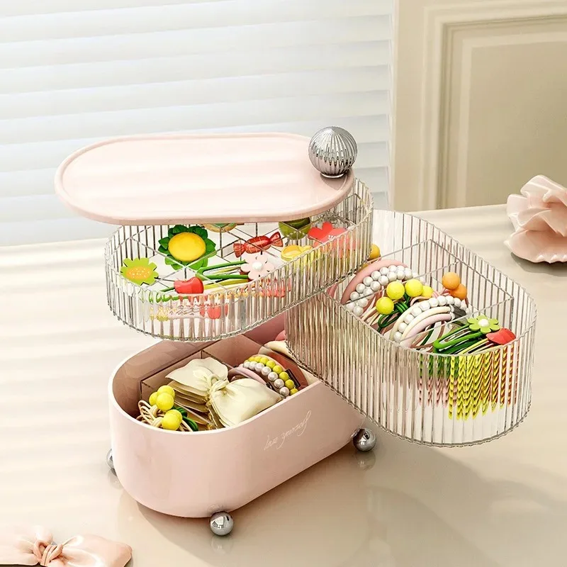Light Luxury Lipstick Jewelry Dressing Table Storage Rack Jewelry Rotary Table Storage Box Dust Proof Multi Layer Transparent 4