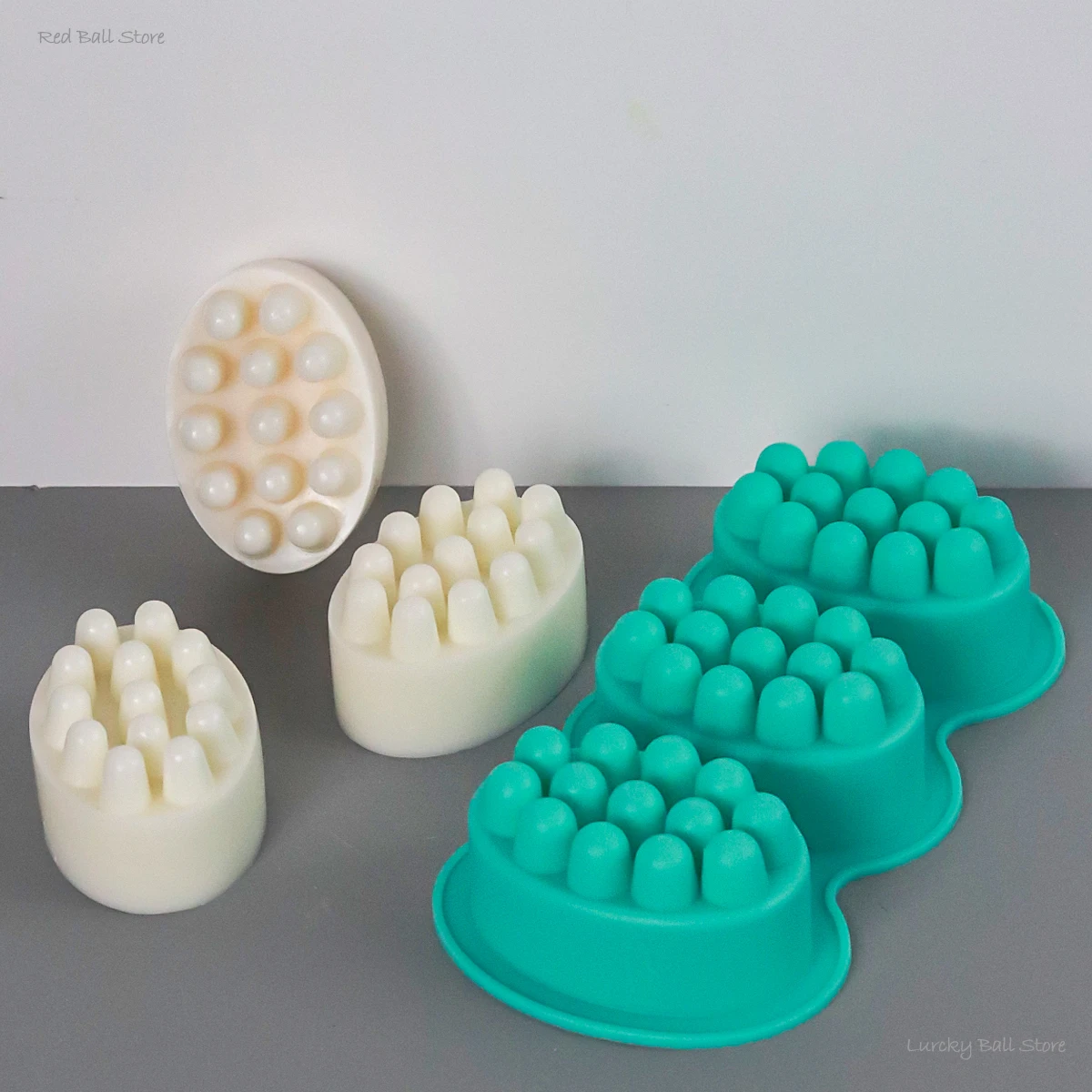 3Holes Massage Silicone Soap Mold DIY Oval Candle Resin Cement Mould 3D Spa Massage Therapy Soap Making Tool Set