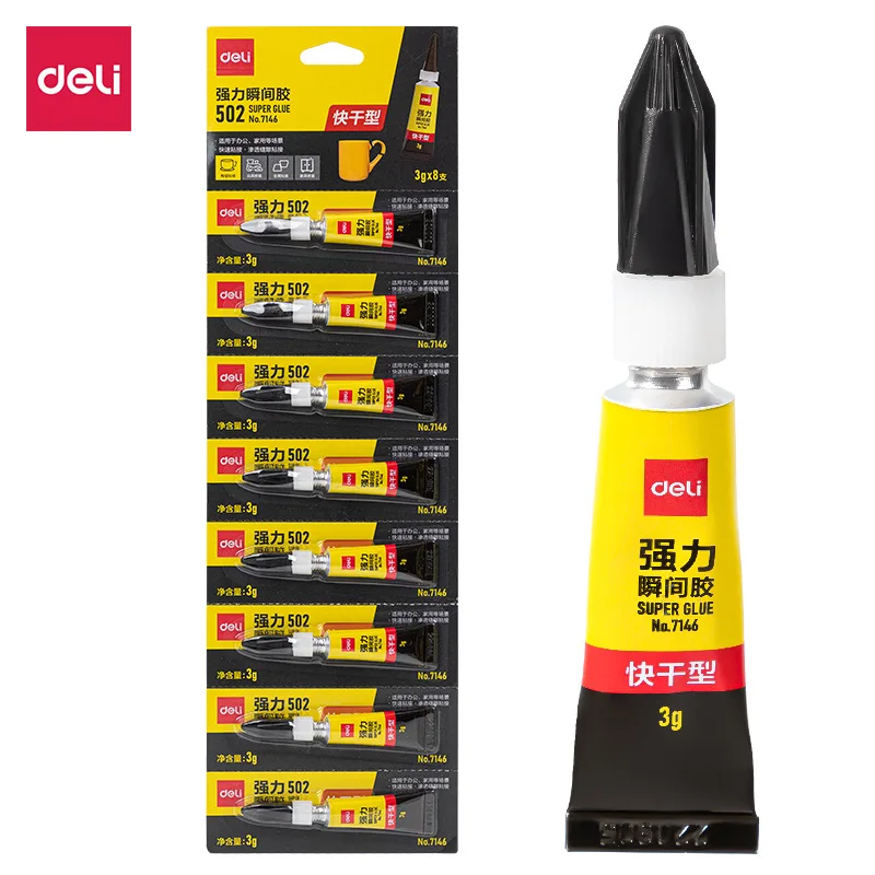 Deli 502 액체 접착제 DIY 사무실 유리 전화 용품, 금속 용품, 세라믹 접촉 하이 퀄리티, 내구성 유리 슈퍼 접착제, 160 개