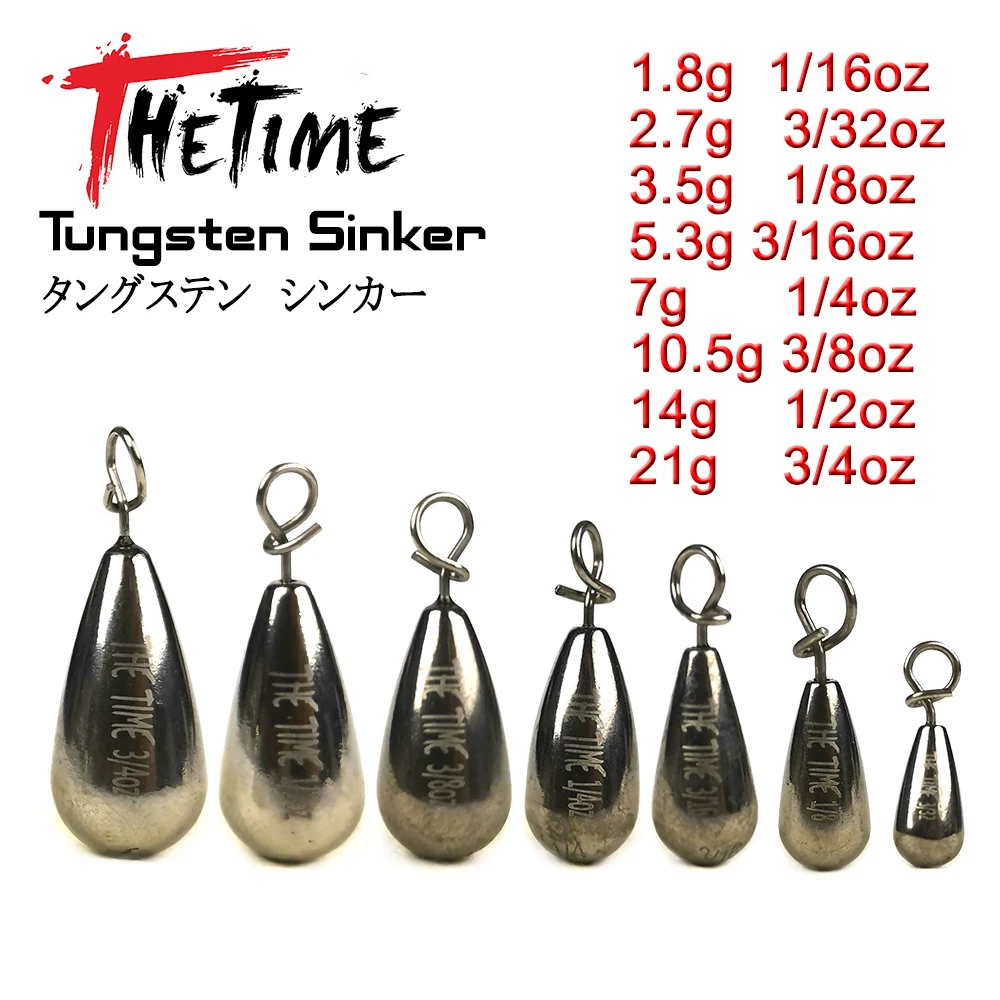 TheTime Texas /Carolina /Drop Shot Rig Tungsten Sinkers 1/16-1 OZ Bullet  Weights Columnar 1.8-28g Bass Fishing Lures Accessories