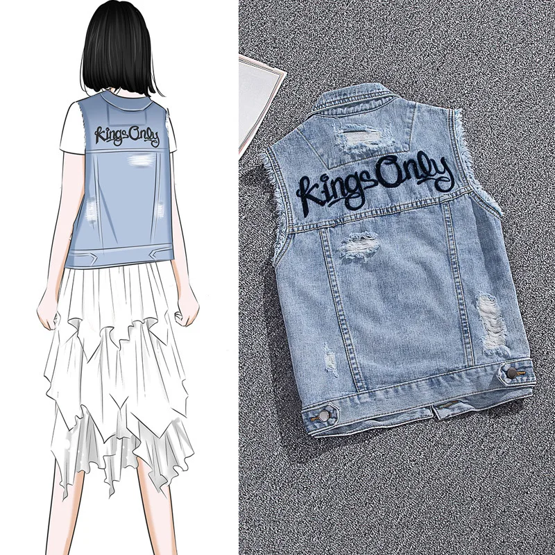 

Denim vest women's spring, summer and autumn new Korean version large foreign trade casual vest trend versatile waistcoat jacket