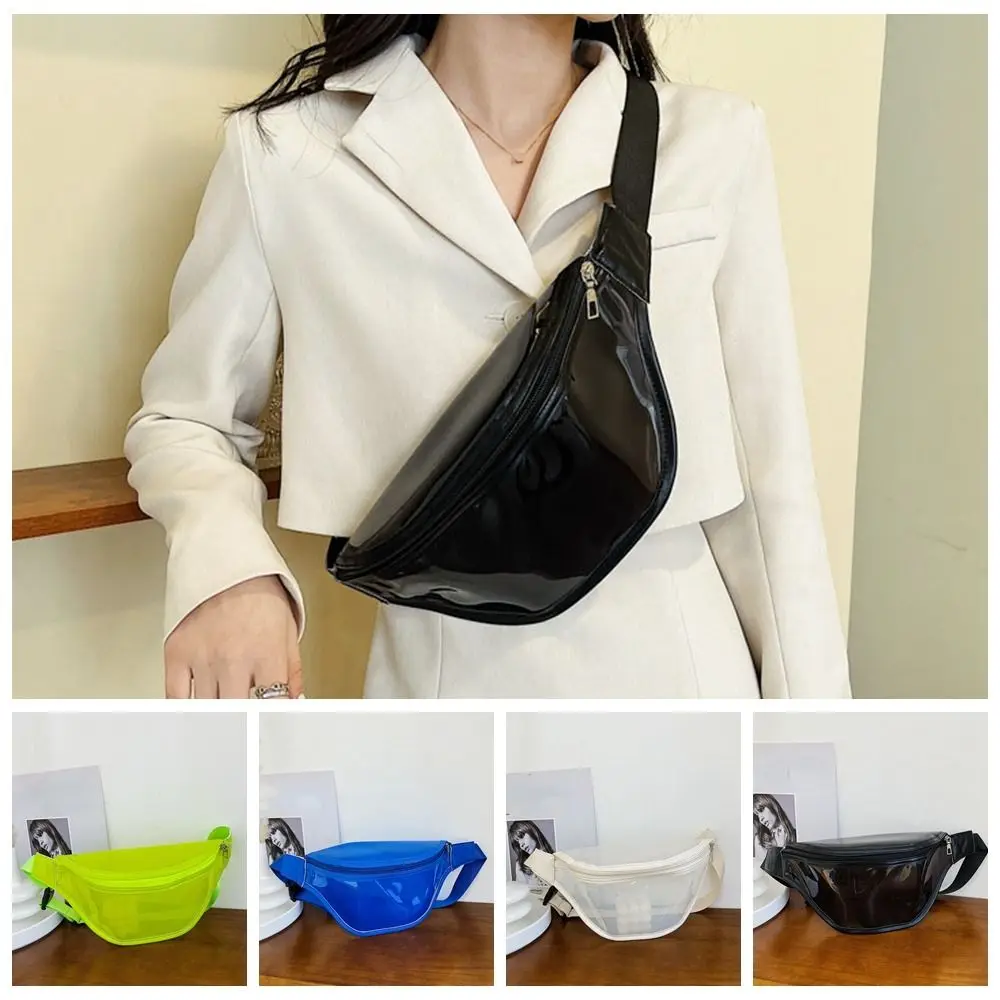 

Waterproof Transparent Waist Bag Casual Zipper Shoulder Bag Transparent Pack Half Moon Belt Bag Message Bag Pvc Chest Bag Male