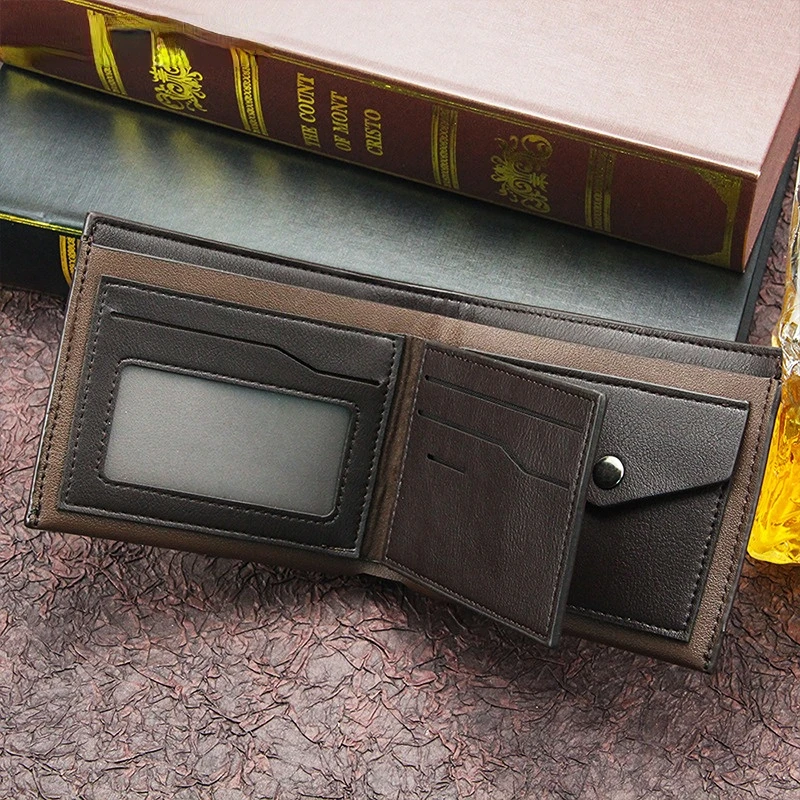 Men's Wallet Short fashion business horizontal zero money bag Three fold Purse Male Multi card position Card Bags Wallet