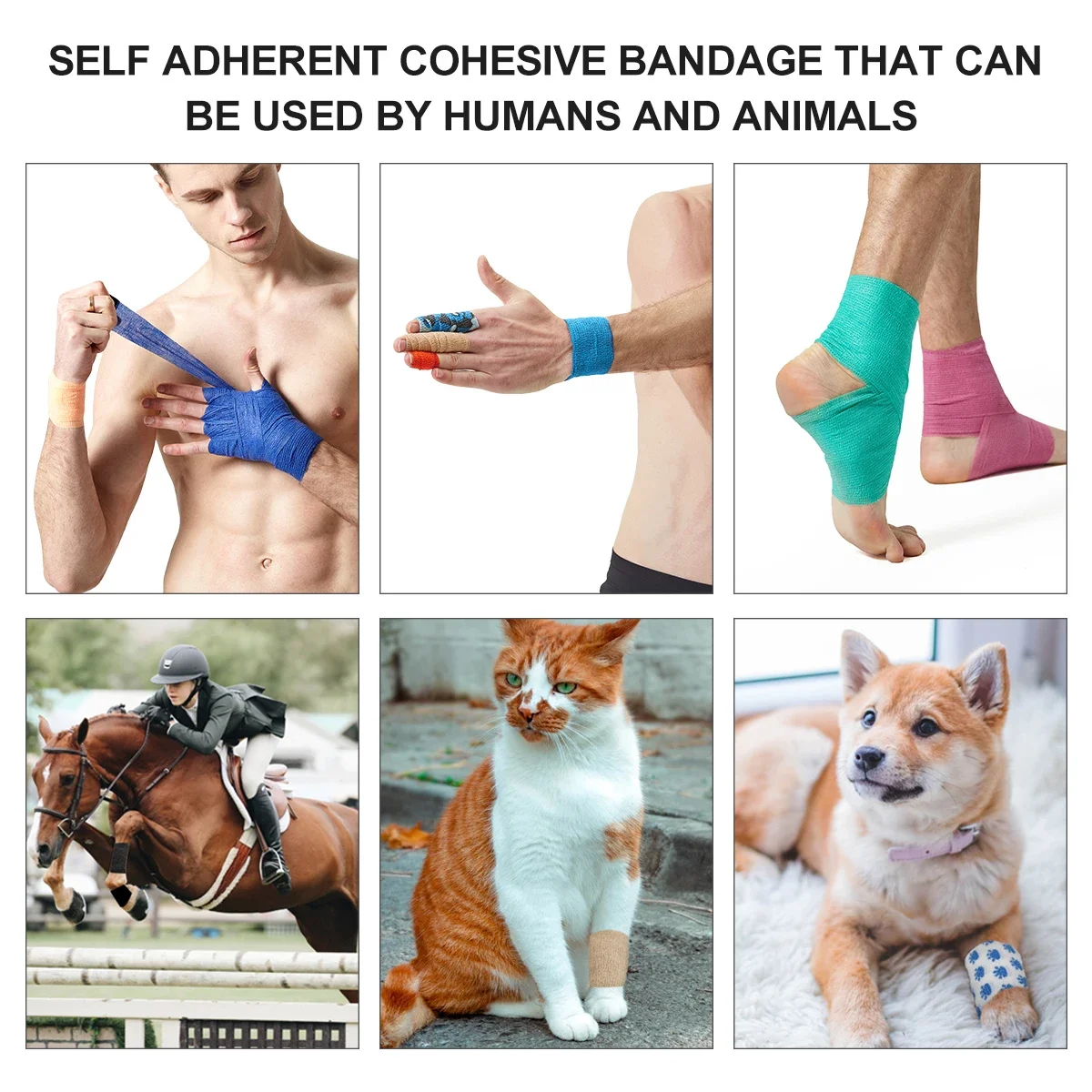 12pcs Self Adherent Wrap Bandage Tape Athletic Recovery Medical Roll Taping Muscle