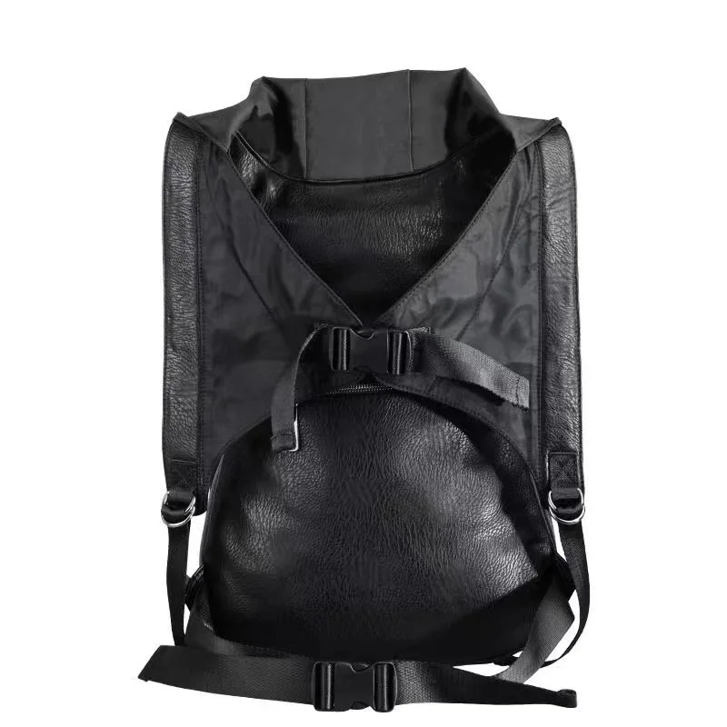 Personality 3D Skull Leather Backpack Rivets Skull Backpack with Hood Cap Apparel Bag Cross Bags 2