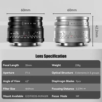 7artisans 35mm F1.4 Mark II APS-C Prime Lens For Sony E ZVE10 A6000 FX30 Fujifilm FX X-H2 Micro 4/3 epm1 Nikon ZFC Canon RF RP - Image 3