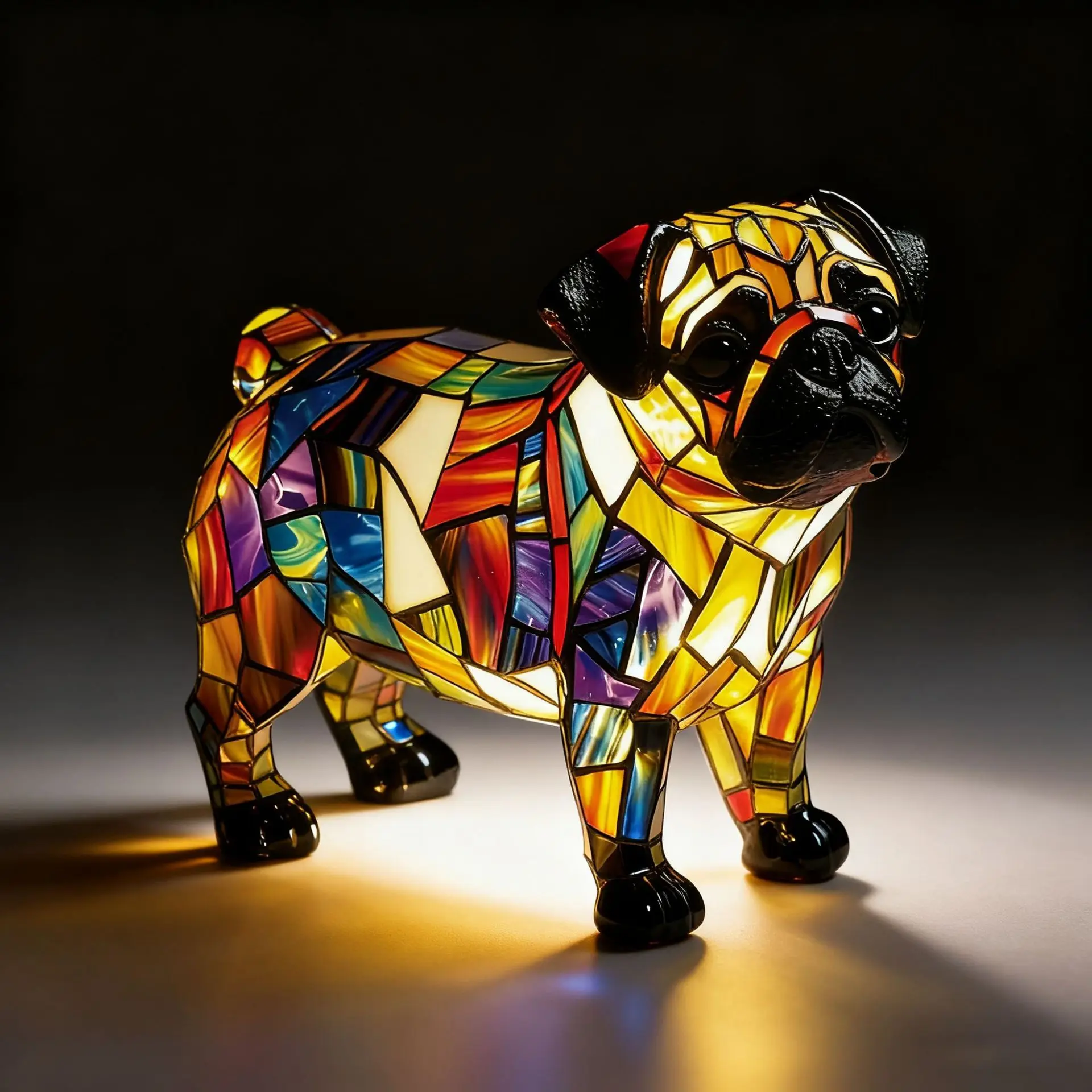 LED Nachtlicht Emittierende Harz Ornament Katze Und Hund Serie Kunst Tier Statue Kreative Hause Desktop Dekoration Skulptur – Detail 5