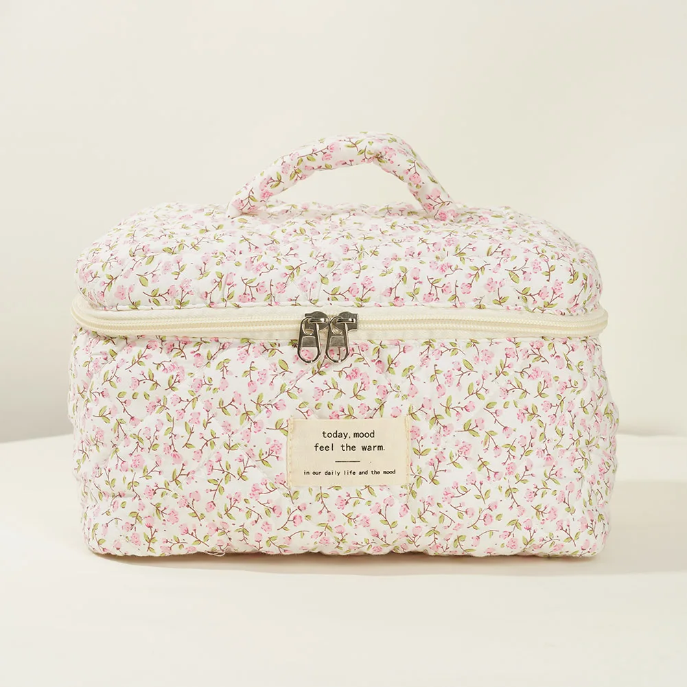 Women Quilted Makeup Bag Cosmetic Organizer Bag Large Capacity Makeup Storage Bag with Clutch Bag & Pen Case Cute Toiletry Bag