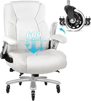 Big and Tall Office Chair with Ergonomic Lumbar Support, Leather Office Chair for Heavy People with Quiet Rubber Wheel 1