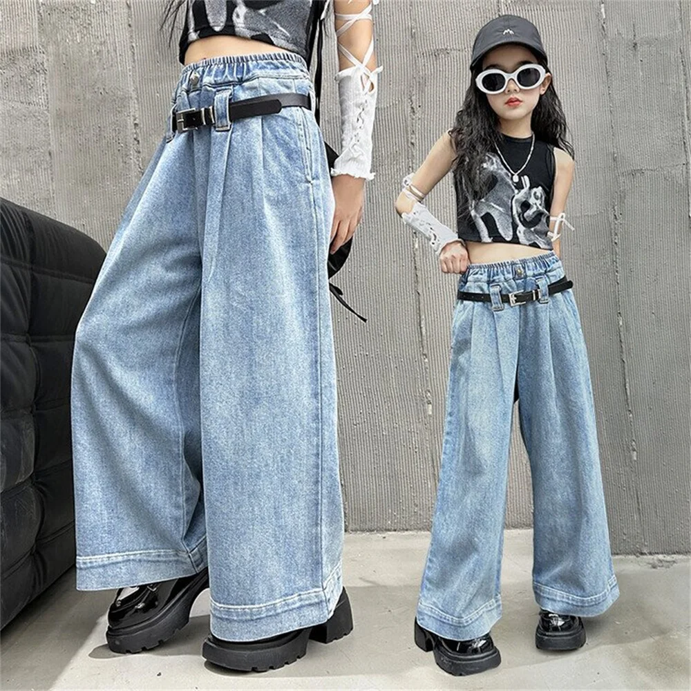 

06 Spring Children's Denim Pants Fashion Wide Leg Pants Girls' Jeans Girls' Loose Straight Leg Pants