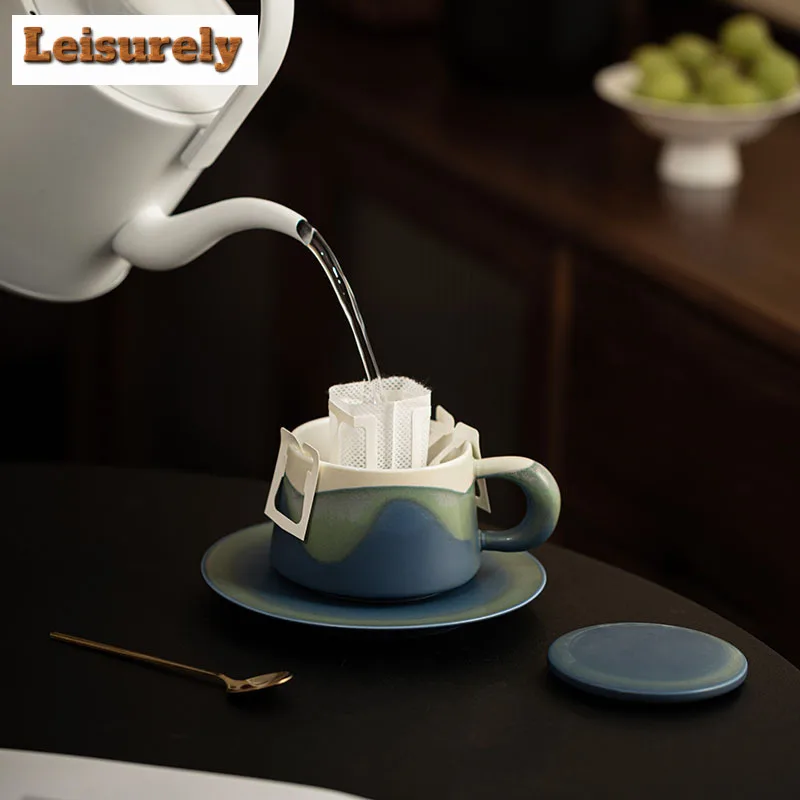 300ml Mountain Wild Color Coffee Mug with Plate Cappuccino Latte Cup Afternoon Tea Mug Cup Saucer Kit Office Water Cup Cafe gift