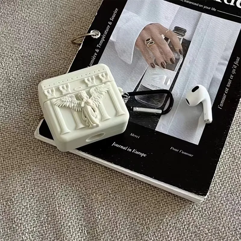 3D God Angel Silicone Earphone Case with Pendant Cover - Protective Headphone Box