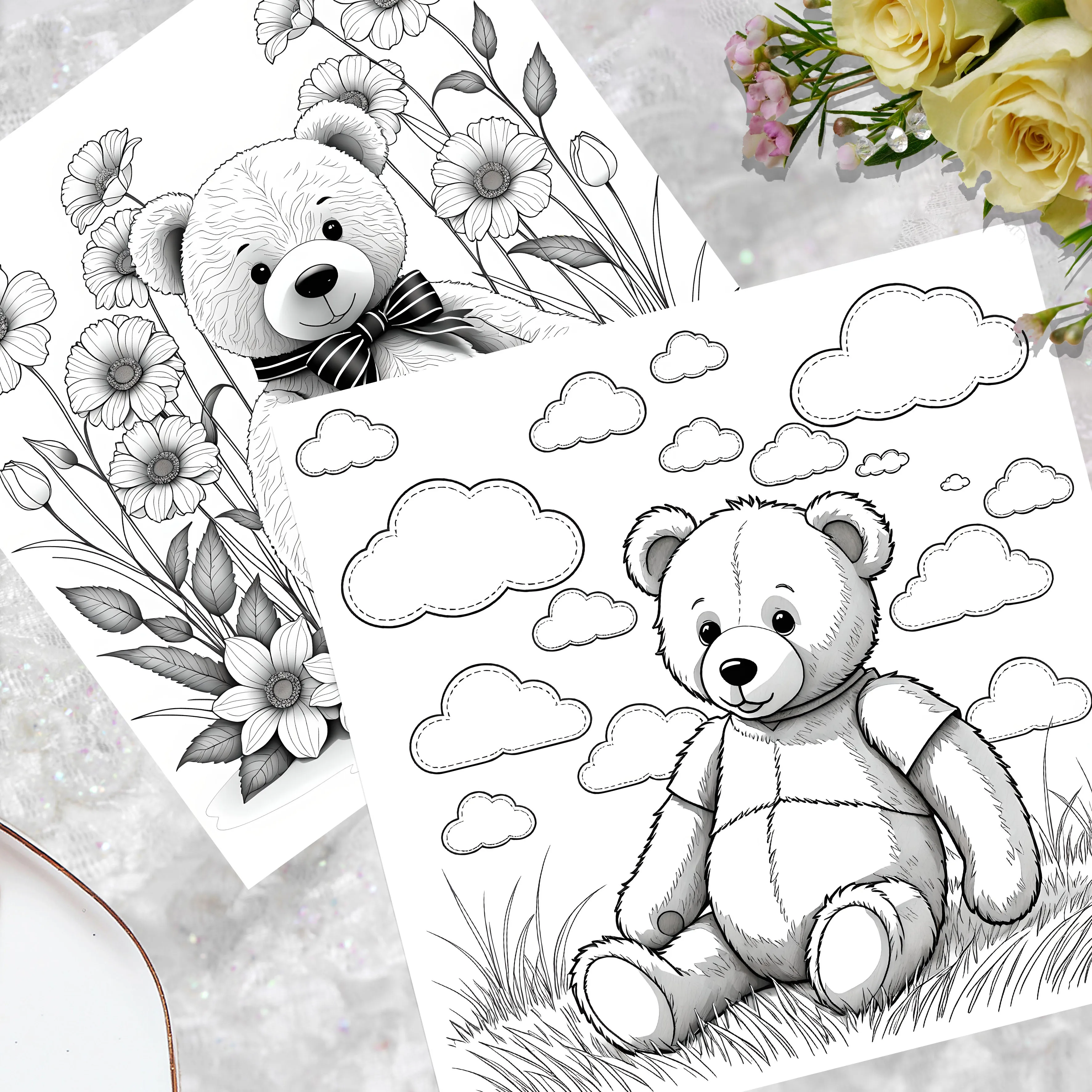 Cute Teddy Bear Color Book 26 Pages Cartoon Bear Coloring Book Relaxing Creative Artistic Coloring Journey for Teens and Adult 5
