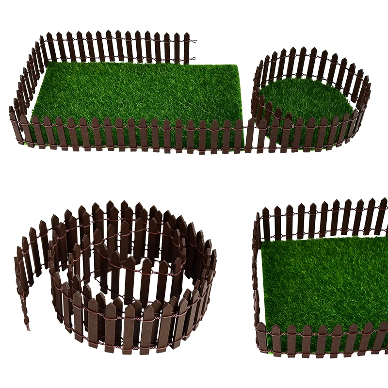 7 Colors Small Wood Fence DIY Dollhouse Miniature Fairy Garden Micro Plant Pot Decor Bonsai Lawn Decor Ornament Accessories 1m garden fence