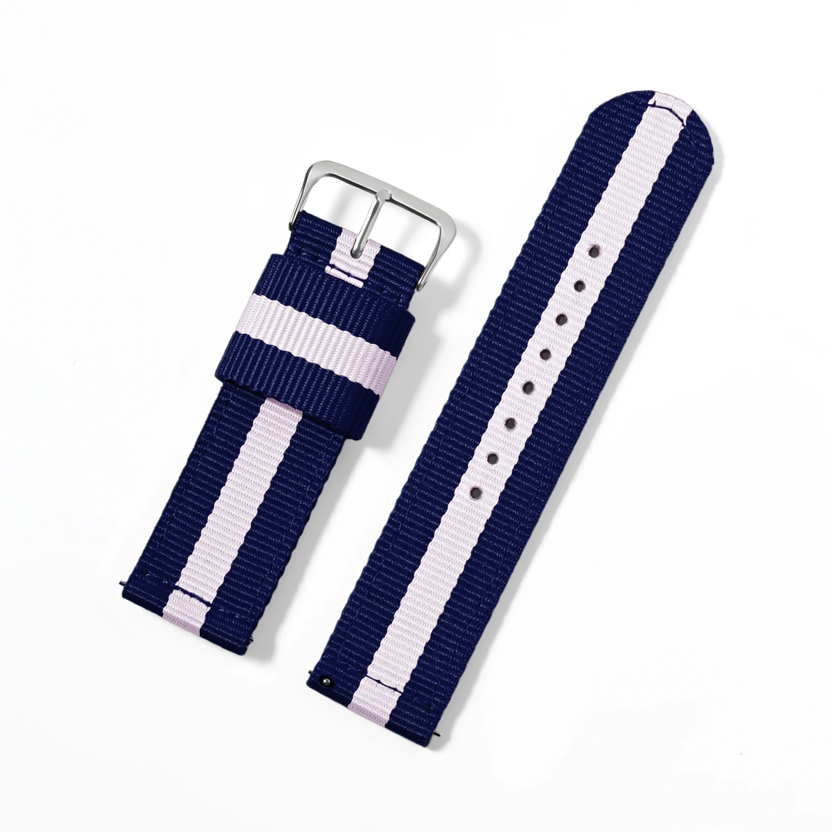 Enhanced Intercolor Striped Quick Release Nylon Watch Strap