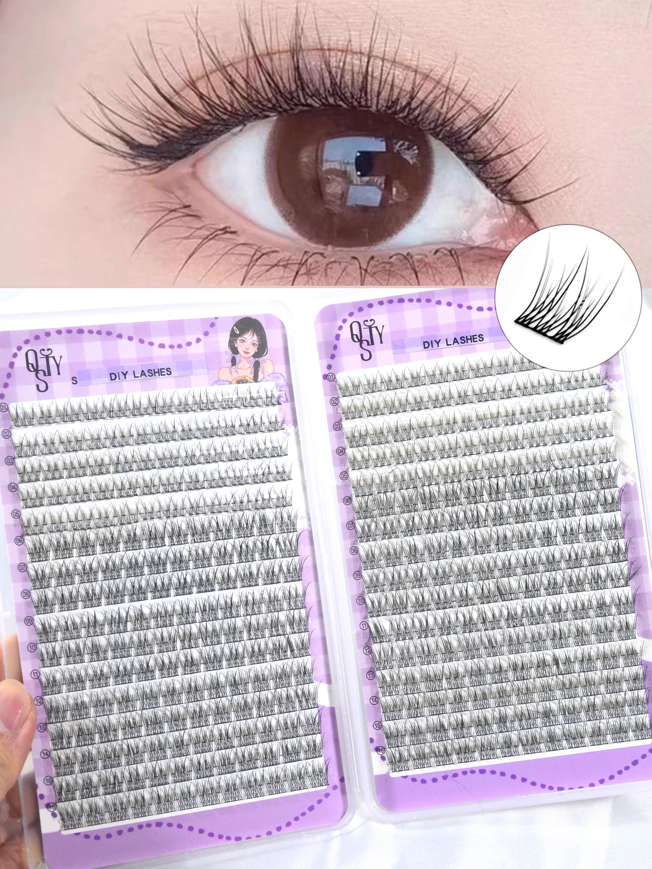 32 Rows Eyeslashes Extension False EyeLash Clusters Book Makeup DIY Individual Lash Cluster Kit Segmented Grafting Mink Lashes
