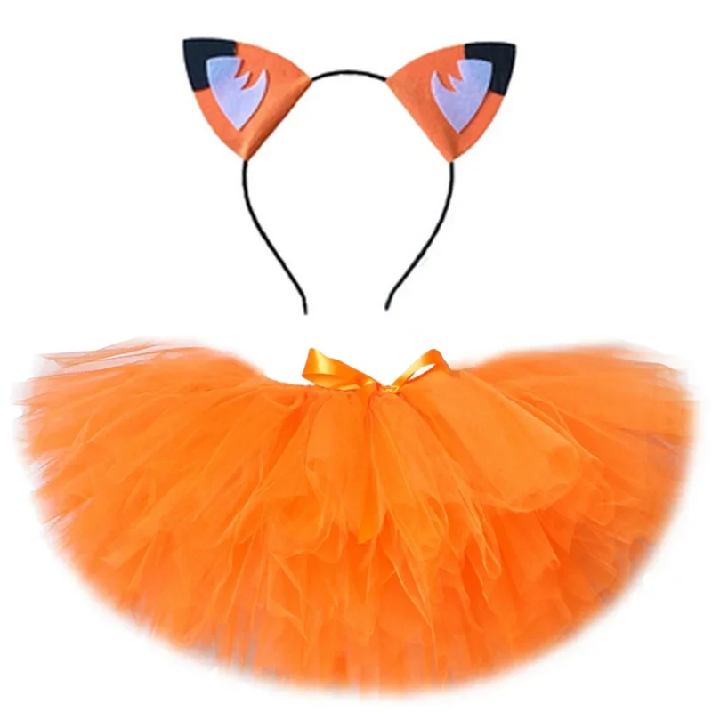 

Юбка-пачка для девочек с изображением оранжевой лисы, детский костюм с изображением животных, детские платья на день рождения для маленьких девочек, милый костюм для косплея на Хэллоуин