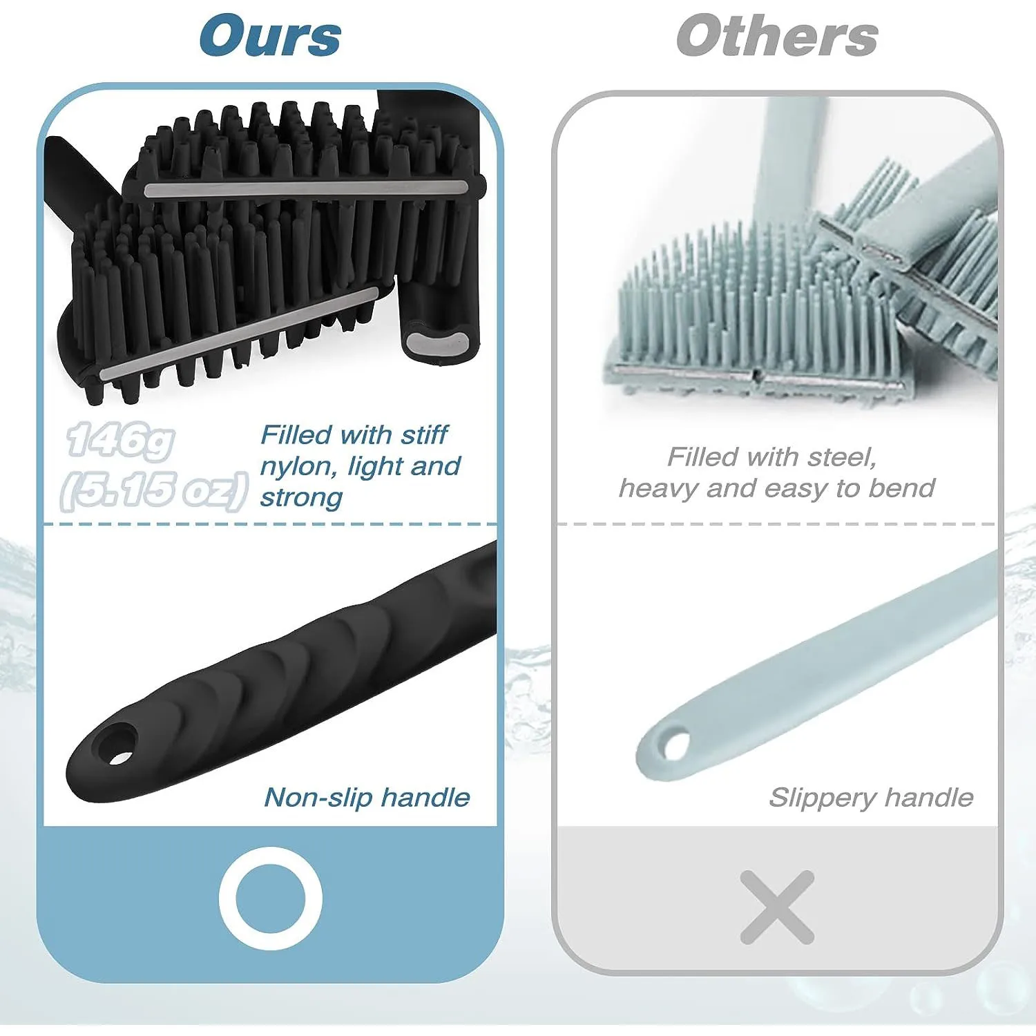 Silicone Back Scrubber,Long Handle Body Scrubber,Light&Easy-to-Hold Shower Brush for Skin Cleaning&Exfoliating with a Free Hook 5