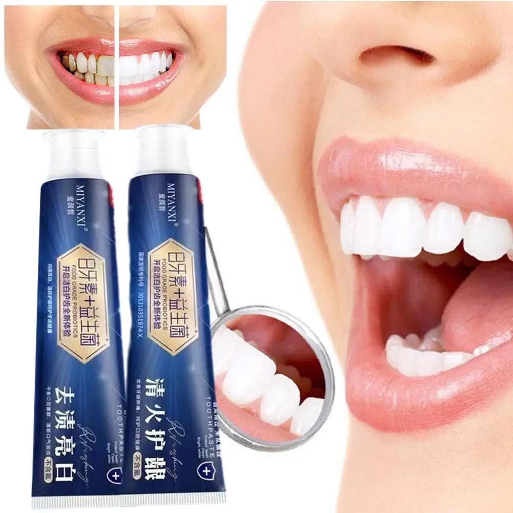 Probiotic Teeth Whitening Toothpaste Bleaching Remove Plaque Stains Yellow Tooth Fresh Breath Protect Gums Dental Care Tools ivismile teeth whitening gel kit dental bleaching system oral gel 3ml syringe set remove plaque stains tooth whitener tools