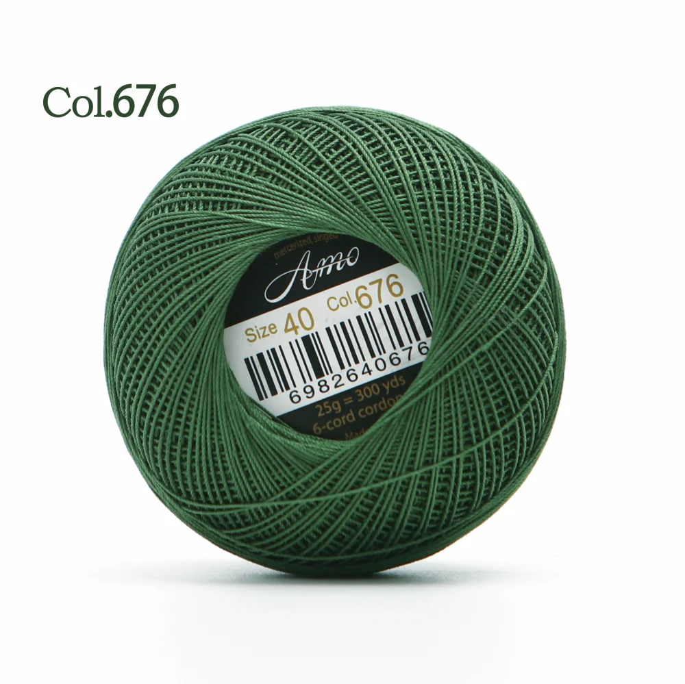 Premium 40-Size Double Mercerized Egyptian Cotton Crochet Thread – Perfect for Tatting Projects, 25g Ball, 300 Yards, Available in 56 Vibrant Colors