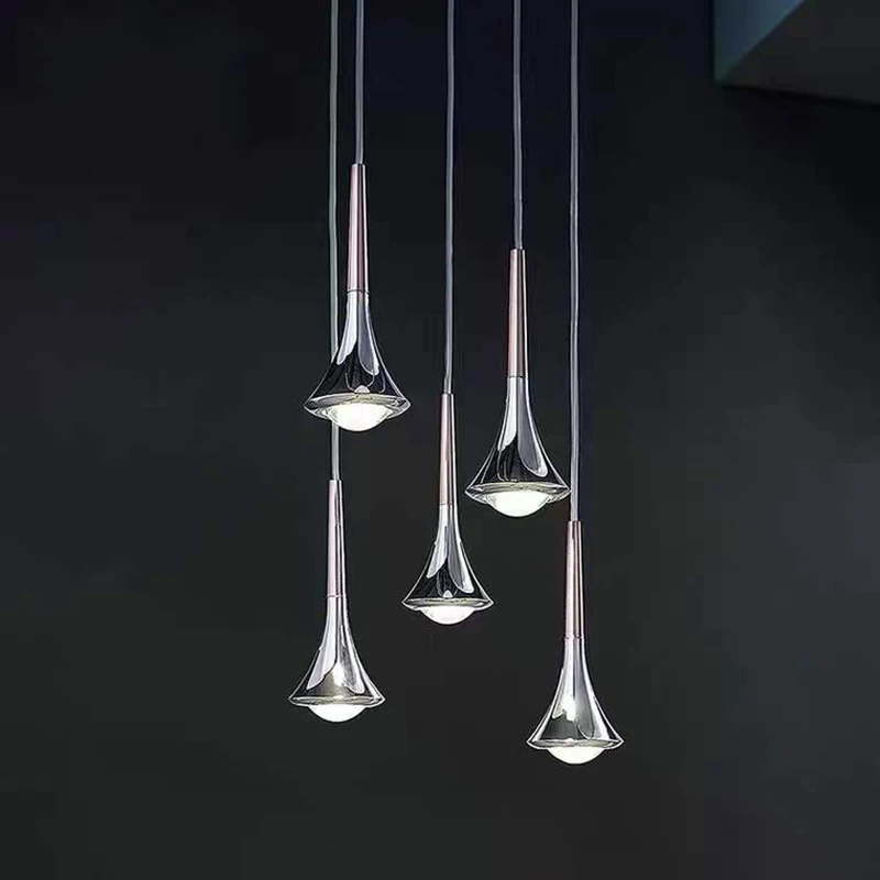 

Minimalist Pendant Lamps LED Water Drop Model Hanging Lightings for Restaurant Bar Stair Hotel Suspension Fixture Home Decor