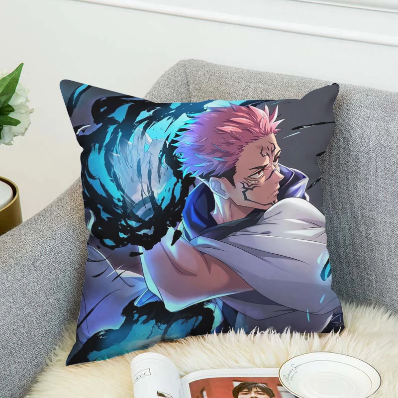 

Pillow Cases Decorative Pillows Covers Jujutsu Kaisen Cushion Cover 45*45 Silk Pillowcase Fall Decor Sofa Cushions Pillowcases