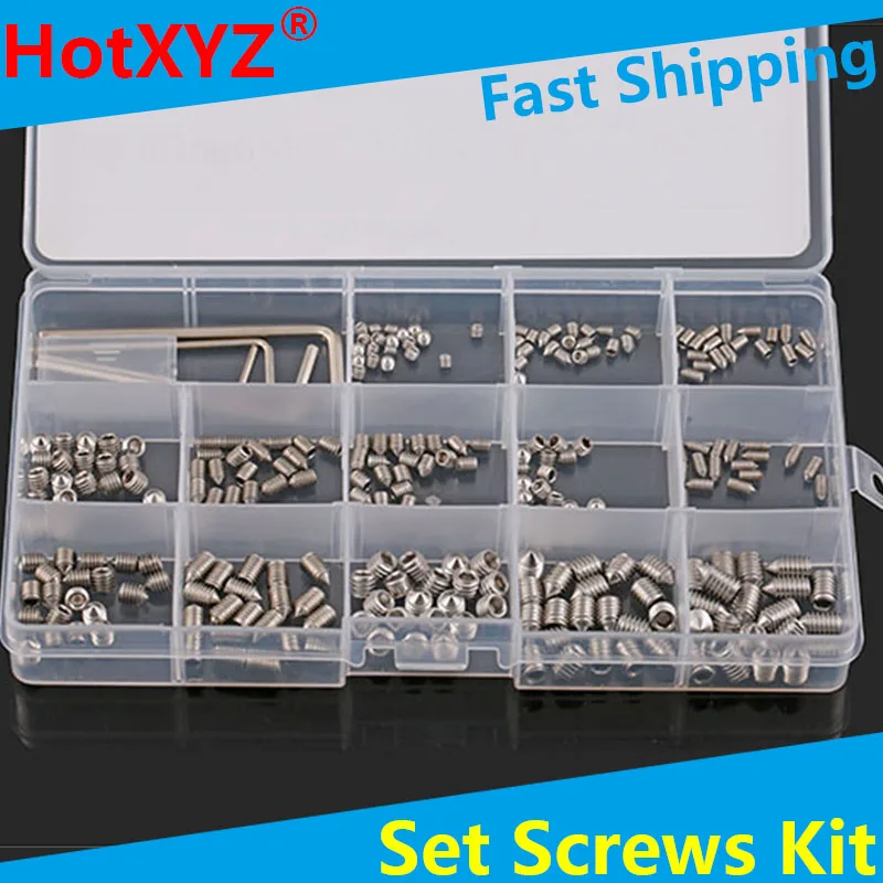 304 316 Stainless Steel Internal Hex Socket Drive Cone Dog Flat Cup Point Set Screw Assortment