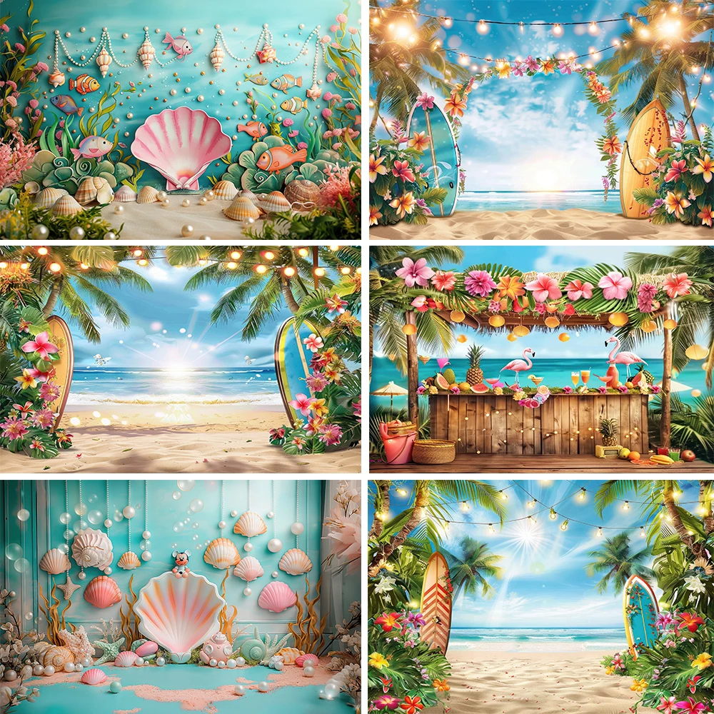 

Bonvvie Photography Background Summer Beach Hawaii Luau Aloha Holiday Party Decor Birthday Wedding Party Photo Studio Backdrop