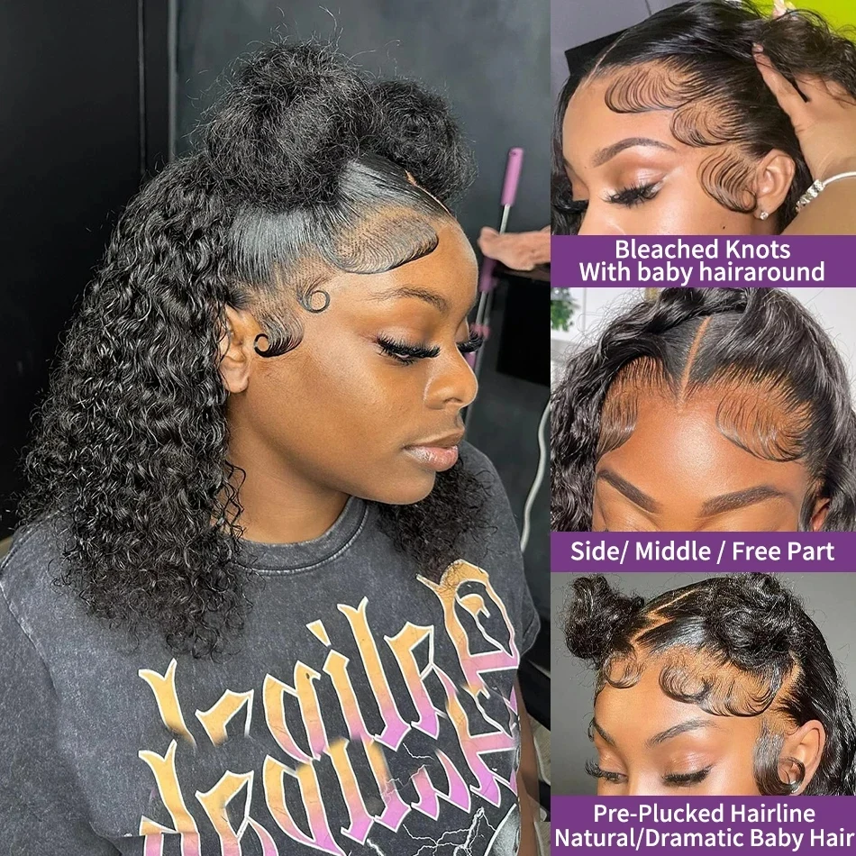 human hair lace frontal Water Wave Short Curly Bob 13x6 13x4 Transparent Lace Frontal Pre Cut for Women