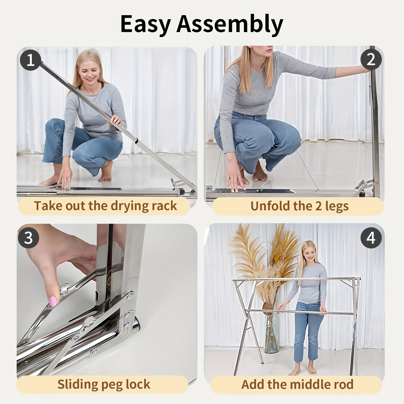 Folding Metal Drying Rack with 20 Hooks for Indoor & Outdoor Laundry