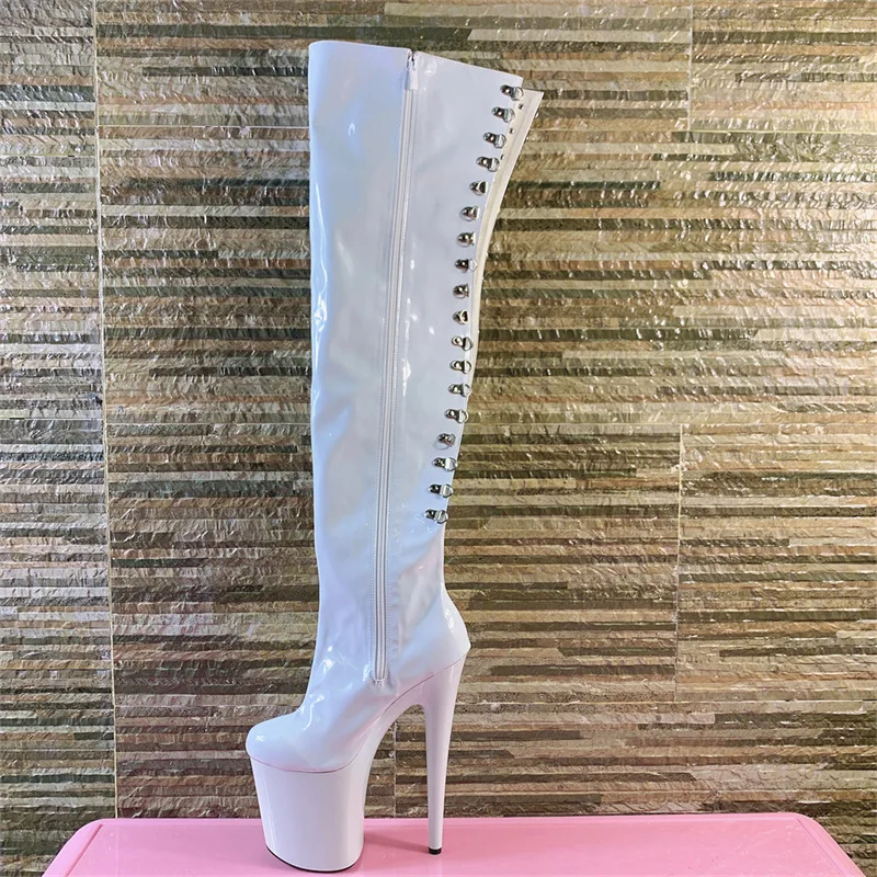 LAIJIANJINXIA New Motorcycle Boots Sexy Fetish Over The Knee 15CM Ultra High Heels Platform Long Nightclub Women Dance Shoes