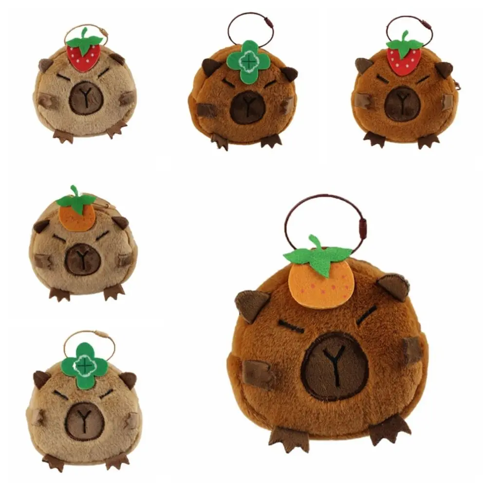 Cartoon Capybara Plush Coin Purse Animal Plush Capybara Wallet Earphone Organizer Pouch Keychain Change Pouch Boy