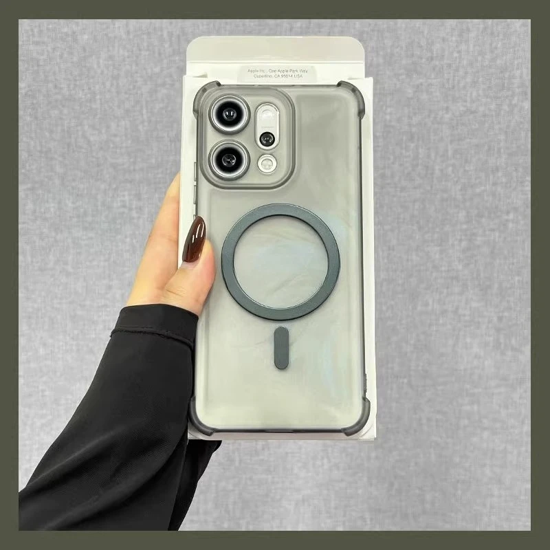Magnetic Wireless Charging Shockproof Translucent Phone Case with Airbag Protection