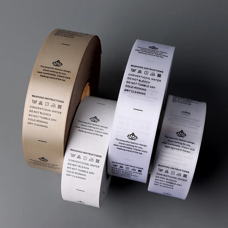 Private Luxury Write Fabric Labels For Clothing Printing Woven Labels Satin Size Sewn On Clothing Hem