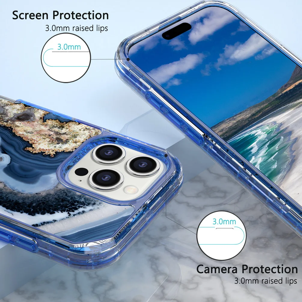 Shockproof Plated Marble Armor Phone Case