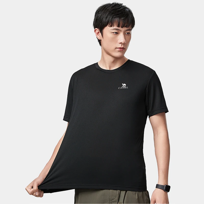 GOLDEN CAMEL Men and Women's T-shirts Moisture-absorbing Quick-dry Cotton t-shirt Short-sleeved Shirts Round Neck Sports Top