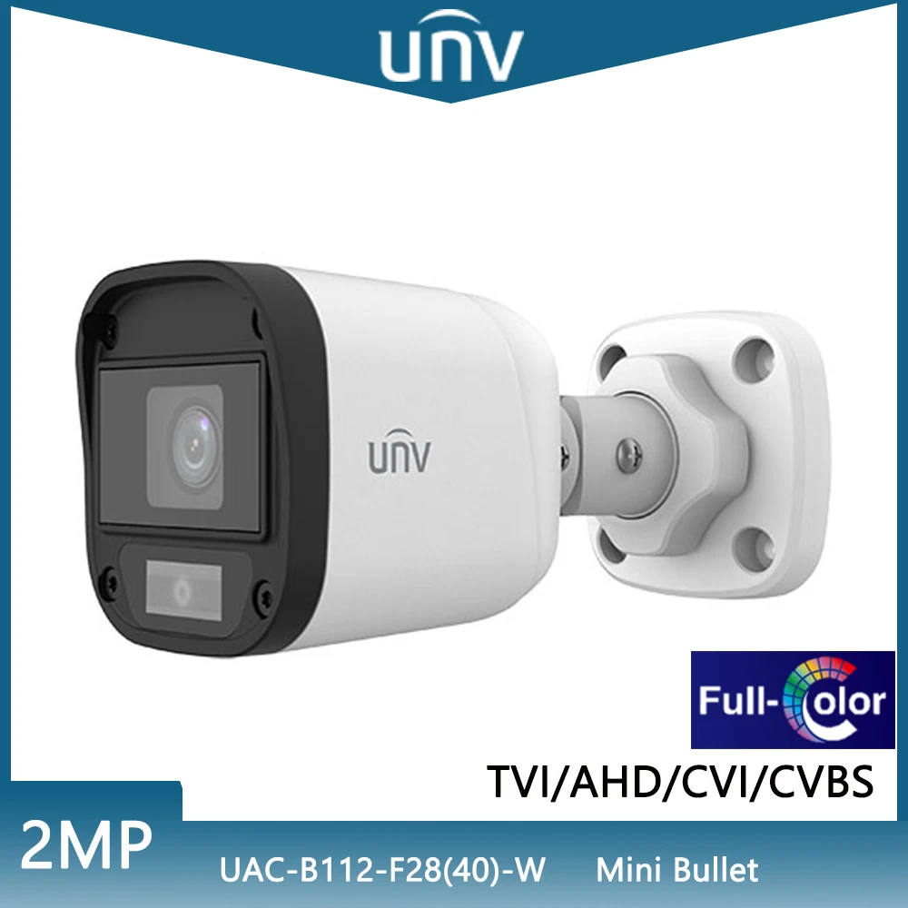 Unview 2MP HD Mini Bullet Analog Camera 24/7 Full Color Image White