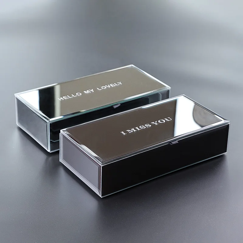 Glass Jewelry Box Small Ring Necklace Bangles Earrings Jewelry Boxes Organizer Velvet Women Accessories Separator Custom Storage