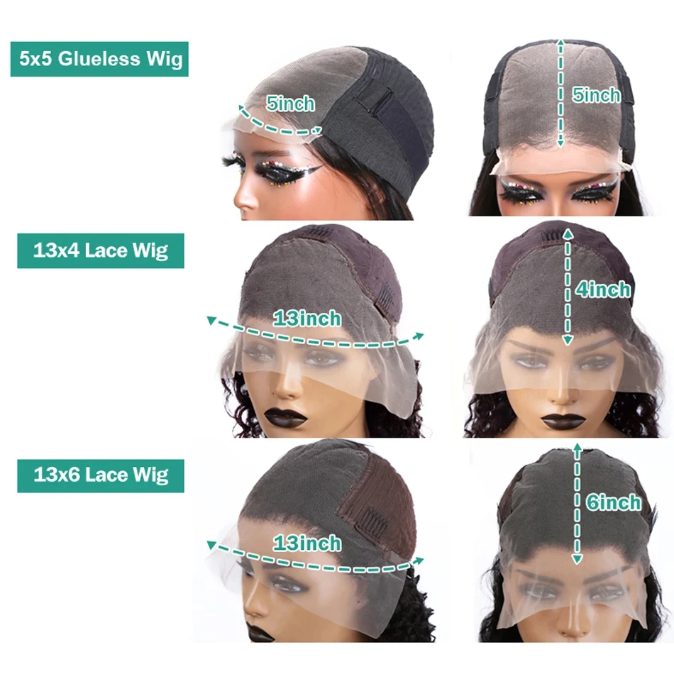 Human hair wig 250% Water Wave 13x6 Lace Front Loose Deep Wave Curly 5x5