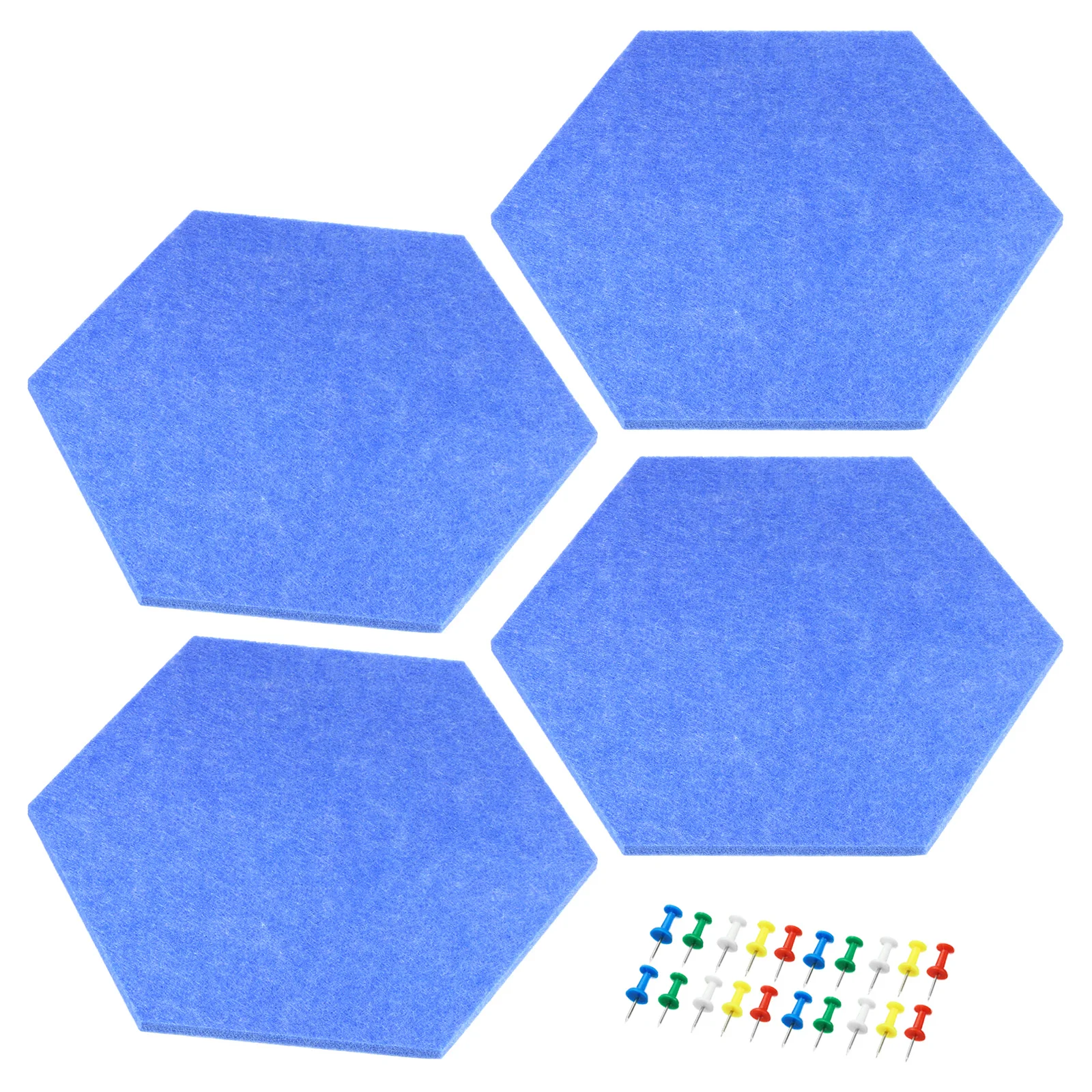 4Pc Large Hexagon Felt Board Tiles Self-adhesive Memo Notice Board Wall Bulletin Pin with Push Pins For Office School Home