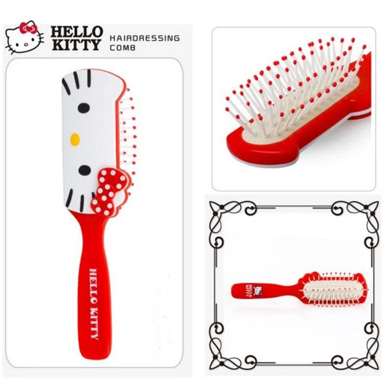 

Кавайная кудрявая расческа для волос Sanrioed Hellokittys мультяшная Аниме Кукла девочка сердце Милая портативная круглая Антистатическая расческа подарки для девочек